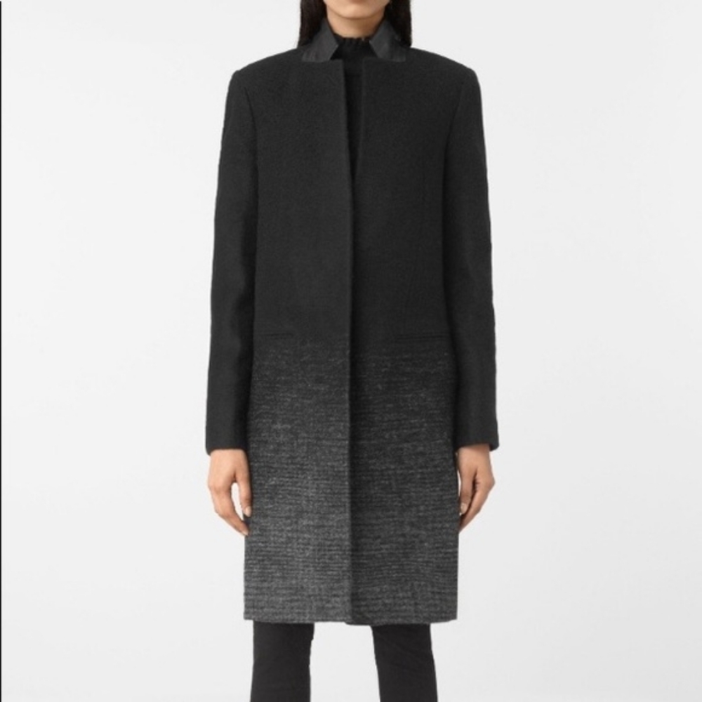 AllSaints Jaiya Coat Black Grey Ombre Coat Size 6